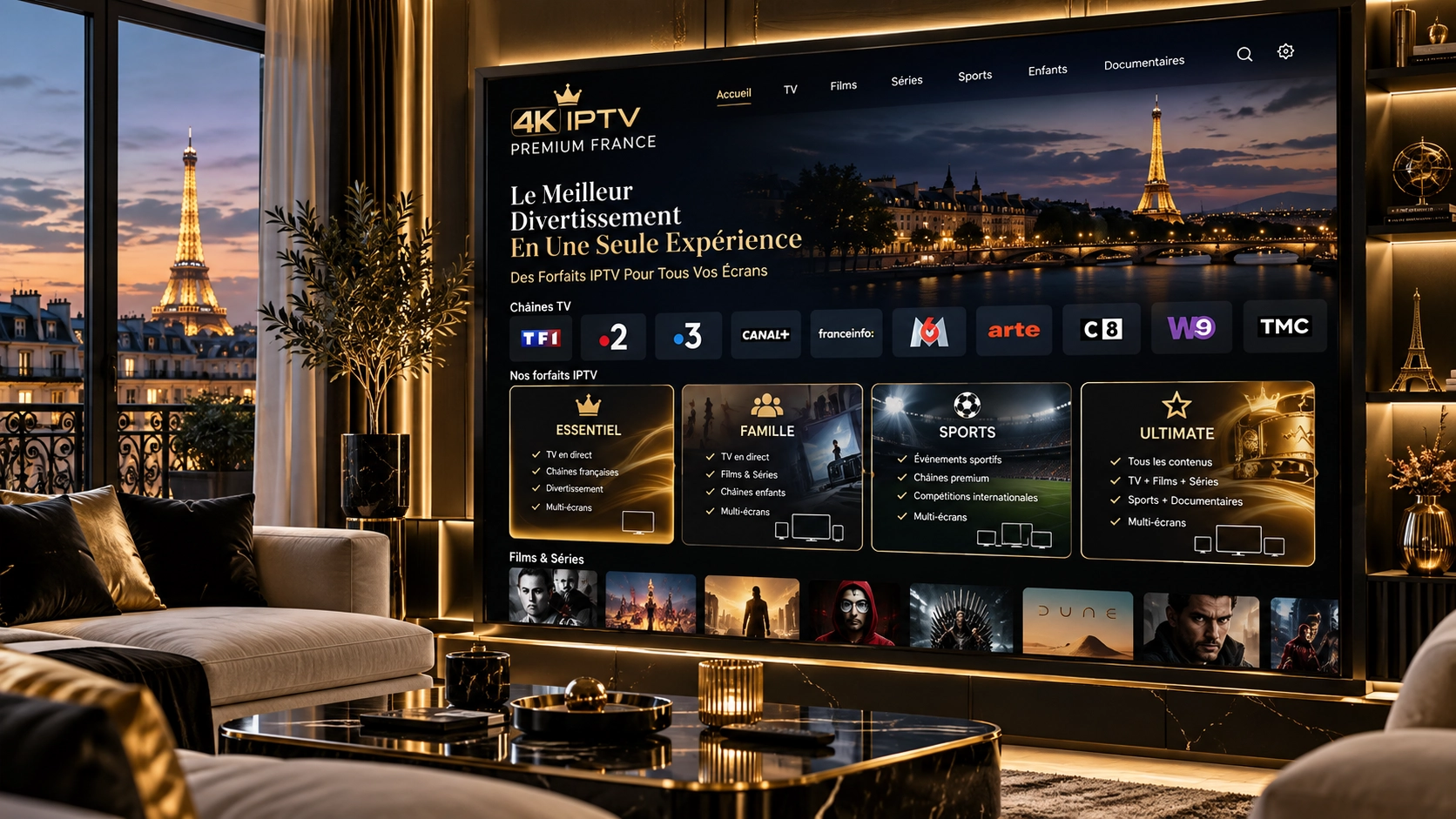 Présentation d’un forfait IPTV en France sur un écran connecté
